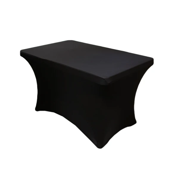 Black Spandex Tablecloth for 4 ft Rectangular Table